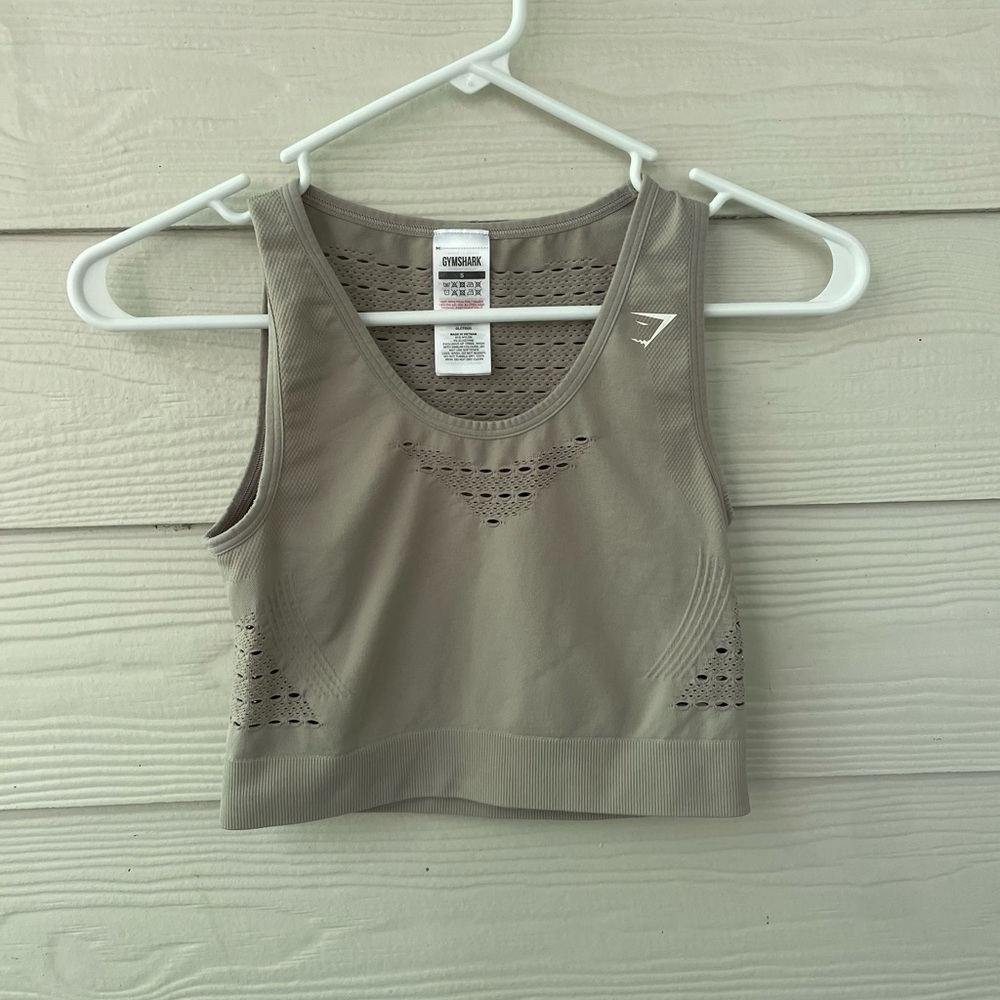 Gymshark Taupe/ Gray Seamless Crop Sports Tank